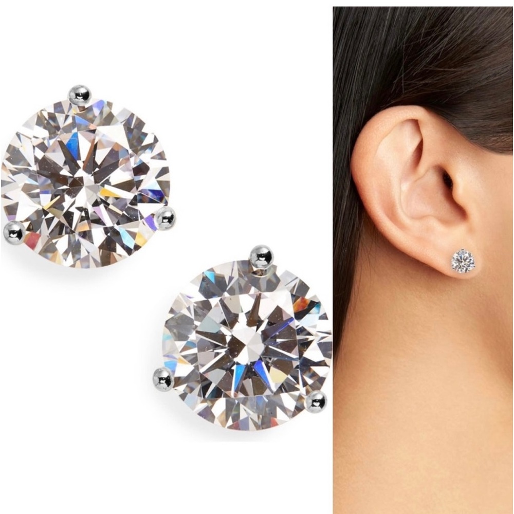 CZ 4ct Sterling Silver Three Prong Diam. Earrings /NORDSTROMS these are stunning